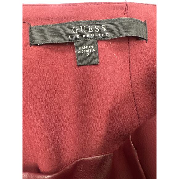 Faux Leather Guess Pants New Burgundy Size 12 - Picture 5 of 7